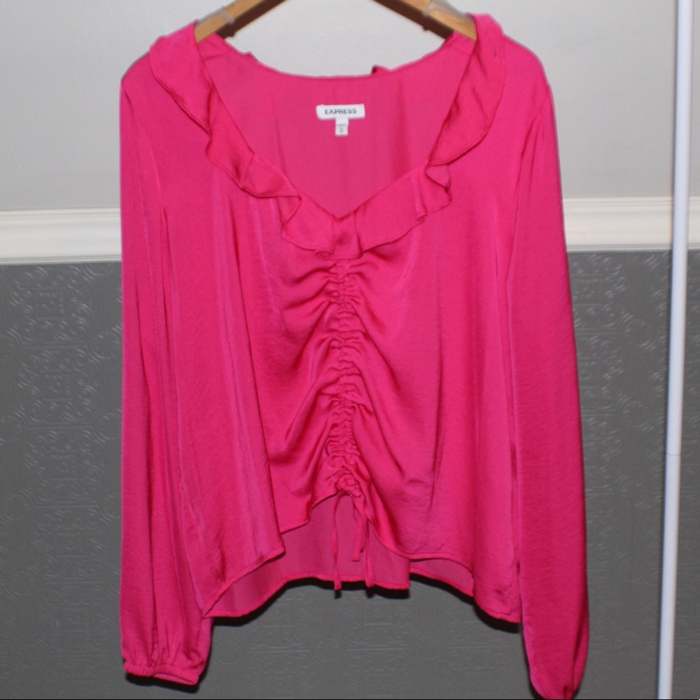 EXPRESS 💓 Satin Ruched Front Ruffle Top 💓